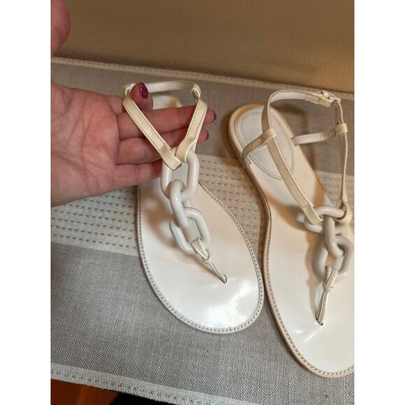 Burberry White Patent Leather Thong Slingback Sandals Size 37 & 37.5/ US 7.5 - Picture 6 of 6